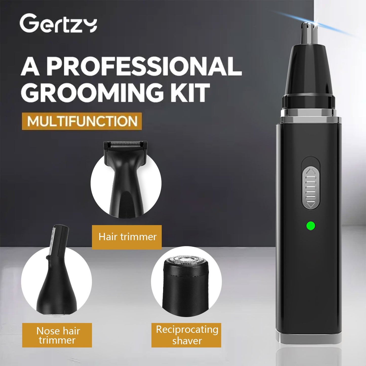 Nose and Ear Hair Trimmer for Men, 4-in-1 Rechargeable Trimmer for Nose, Ear, and Eyebrow Hair Removal, No Pulling, No Snagging, Easy to clean, gift for men
