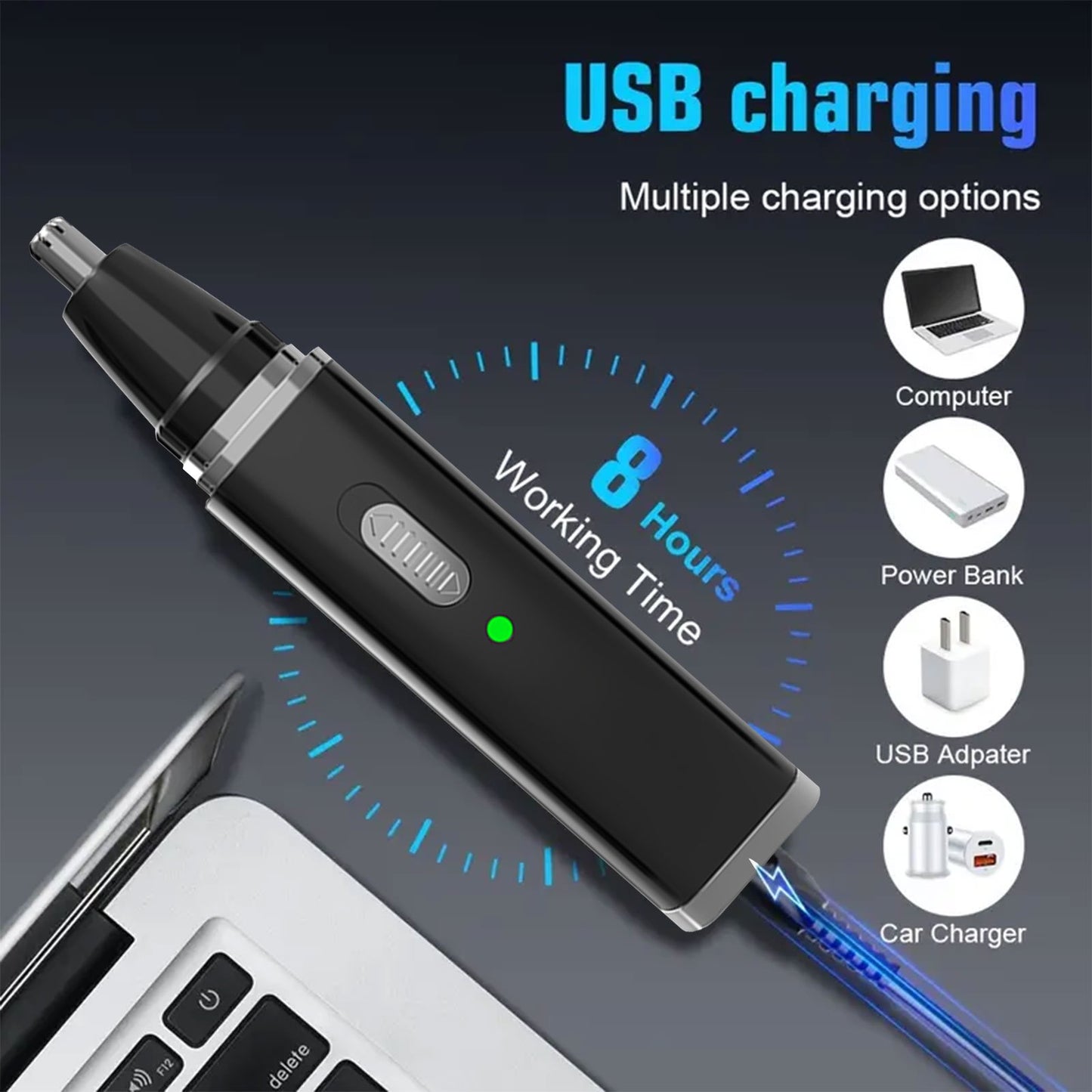 Nose and Ear Hair Trimmer for Men, 4-in-1 Rechargeable Trimmer for Nose, Ear, and Eyebrow Hair Removal, No Pulling, No Snagging, Easy to clean, gift for men