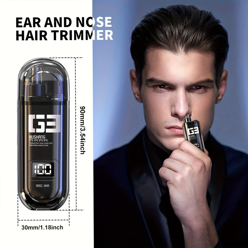 Nose Hair Trimmer, Portable Electric Nose Hair Clipper for Men and Women, Stainless Steel Blade Design, No Pulling or, Stylish Minimalist Appearance, USB Charging Port, Suitable for Nose Hair, Eyebrows, and Ear Trimming, Easy Operation, Digital Display