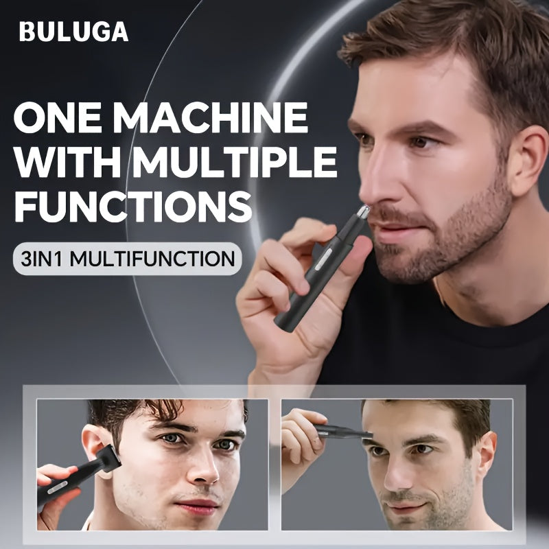 1pc Secret Dig 3-in-1 Rechargeable Metal Electric Nose & Ear Hair Trimmer with Eyebrow Groomer, USB Charging, 400mAh Lithium Battery, Multi-Functional Personal Care Kit for Men