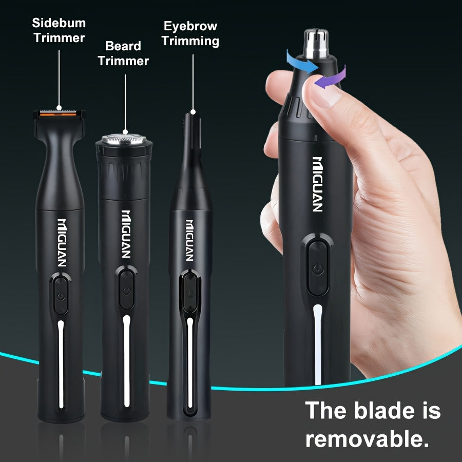 Multi-Purpose Men'S Electric Ear and Nose Trimmer, 4-in-1 Professional Beauty Kit, Electric Eyebrow Razor Shaver, Sideburns Trimmer, USB Charging, Personal Care Tool for Men, Holiday Gift
