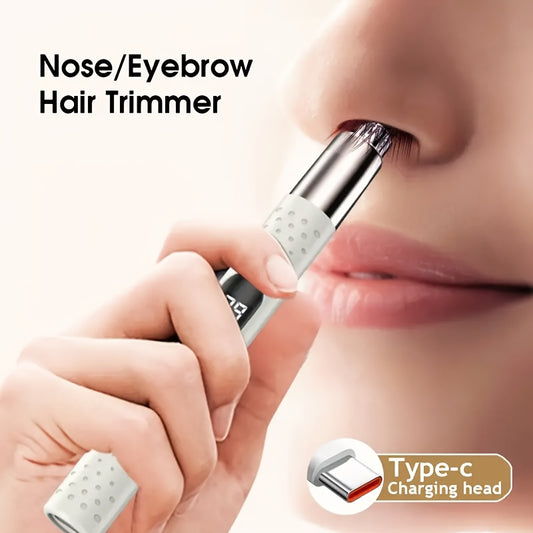 [Rechargeable Trimmer] Rechargeable Portable Electric Nose Hair Trimmer | USB, Stainless Steel Blades for Painless & No-Pull Grooming, Compact Design for Eyebrows, Ear Hair Trimming - Personal Care Grooming Tool, Nose Hair Remover, Sleek Gadget