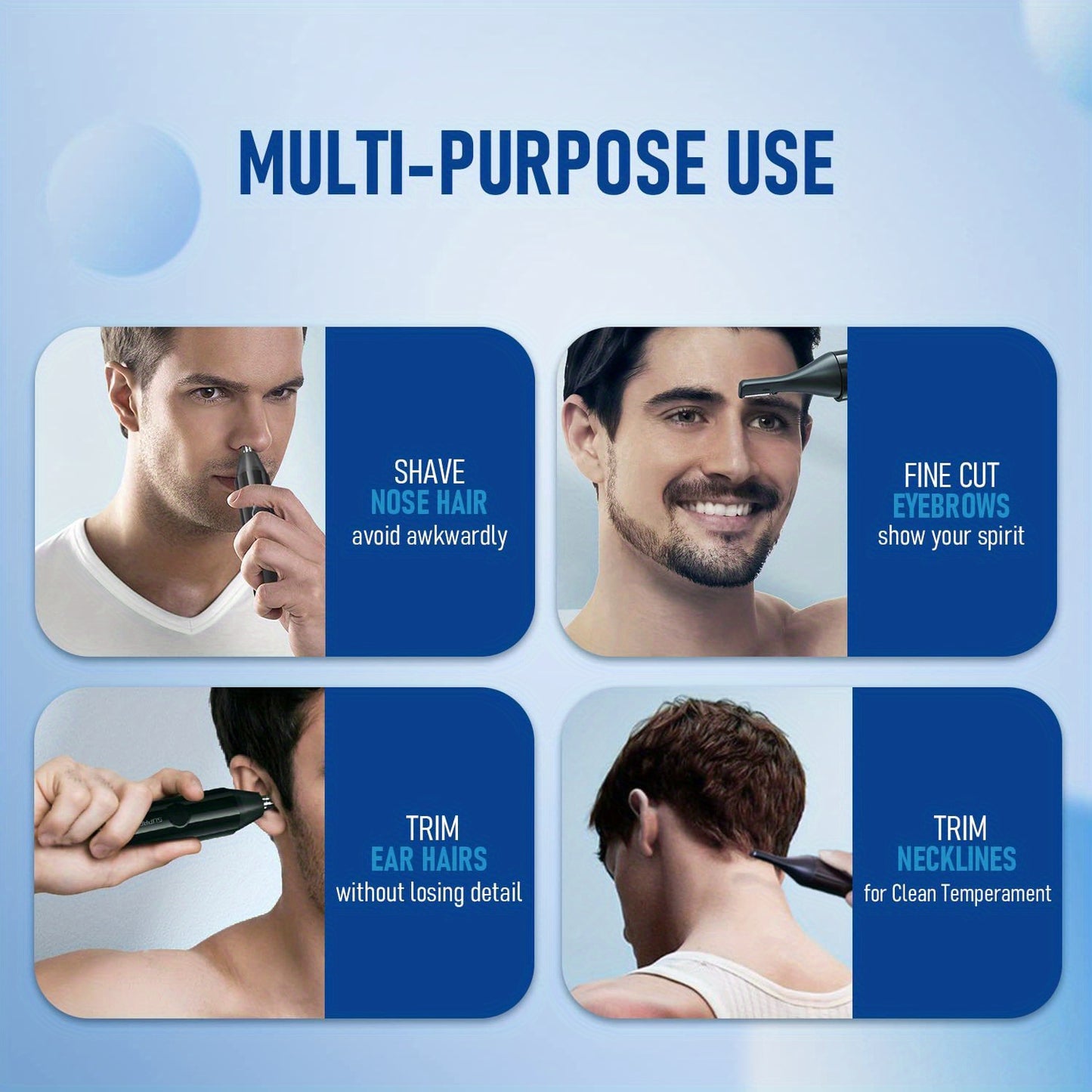 Rechargeable USB-C Nose Trimmer - Nose Ear Hair Trimmer for Men with Wet/ Dry- Precision & Painless Eyebrow & Facial Hair Trimmer Kit (New Version)