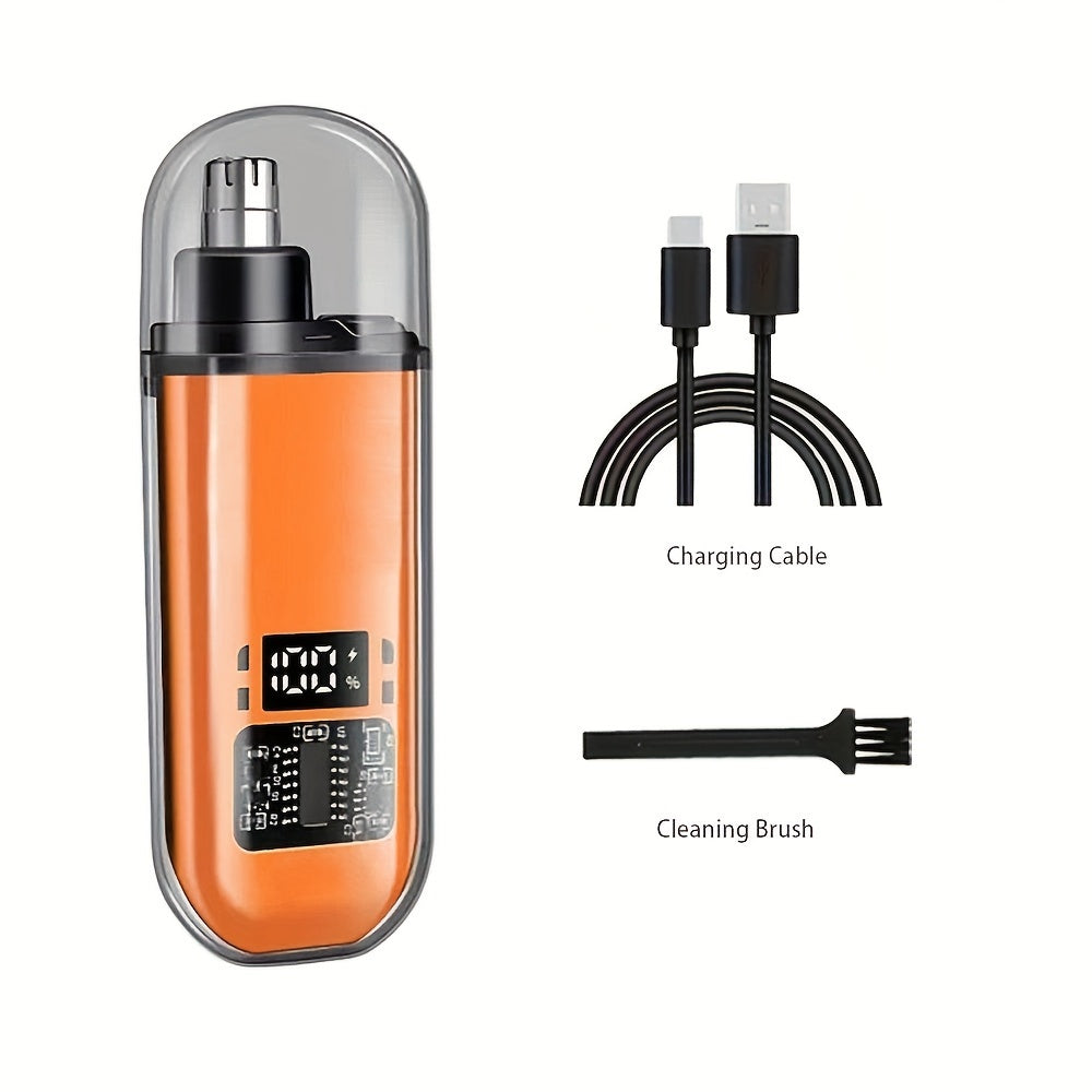 Electric nose hair and ear hair trimmer, mini portable USB rechargeable, stainless steel head, silent motor, nose hair cleaner, gifts for men and women, plastic material, 150mAh lithium battery