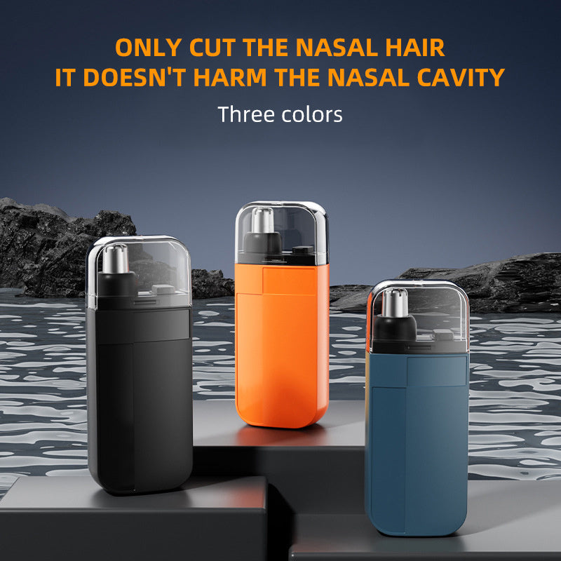 2PC Portable Nose Hair Trimmer, Rechargeable Painless, Beard and Nose Hair Trimmer for Men, Black/Blue/Orange