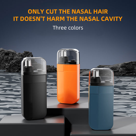 2PC Portable Nose Hair Trimmer, Rechargeable Painless, Beard and Nose Hair Trimmer for Men, Black/Blue/Orange