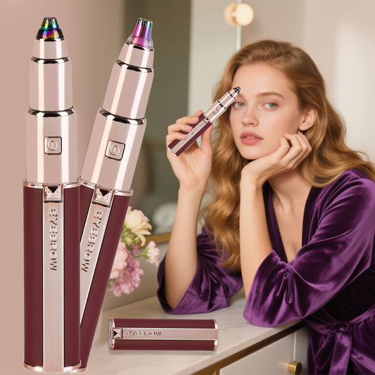 A 2-In-1 Electric Eyebrow And Nose Hair Trimmer, Rechargeable Via USB, Multifunctional Hair Removal Tool, Professional Automatic Eyebrow Pencil, Lipstick Design, a Holiday Gift for Women, Back-To-School Present.