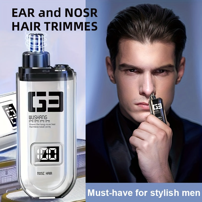 Nose Hair Trimmer, Portable Electric Nose Hair Clipper for Men and Women, Stainless Steel Blade Design, No Pulling or, Stylish Minimalist Appearance, USB Charging Port, Suitable for Nose Hair, Eyebrows, and Ear Trimming, Easy Operation, Digital Display