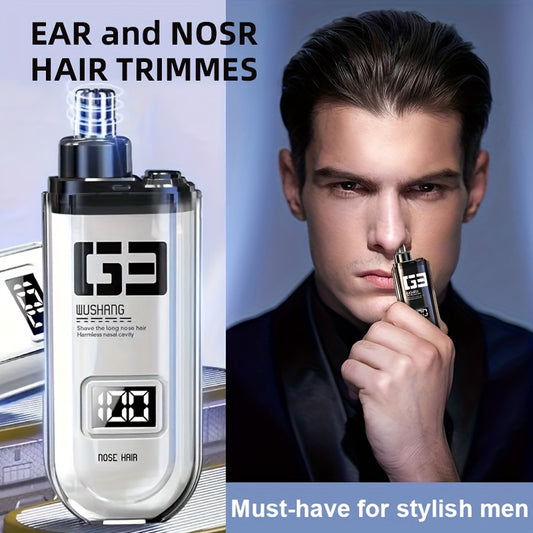 Nose Hair Trimmer, Portable Electric Nose Hair Clipper for Men and Women, Stainless Steel Blade Design, No Pulling or, Stylish Minimalist Appearance, USB Charging Port, Suitable for Nose Hair, Eyebrows, and Ear Trimming, Easy Operation, Digital Display