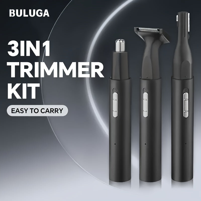 1pc Secret Dig 3-in-1 Rechargeable Metal Electric Nose & Ear Hair Trimmer with Eyebrow Groomer, USB Charging, 400mAh Lithium Battery, Multi-Functional Personal Care Kit for Men