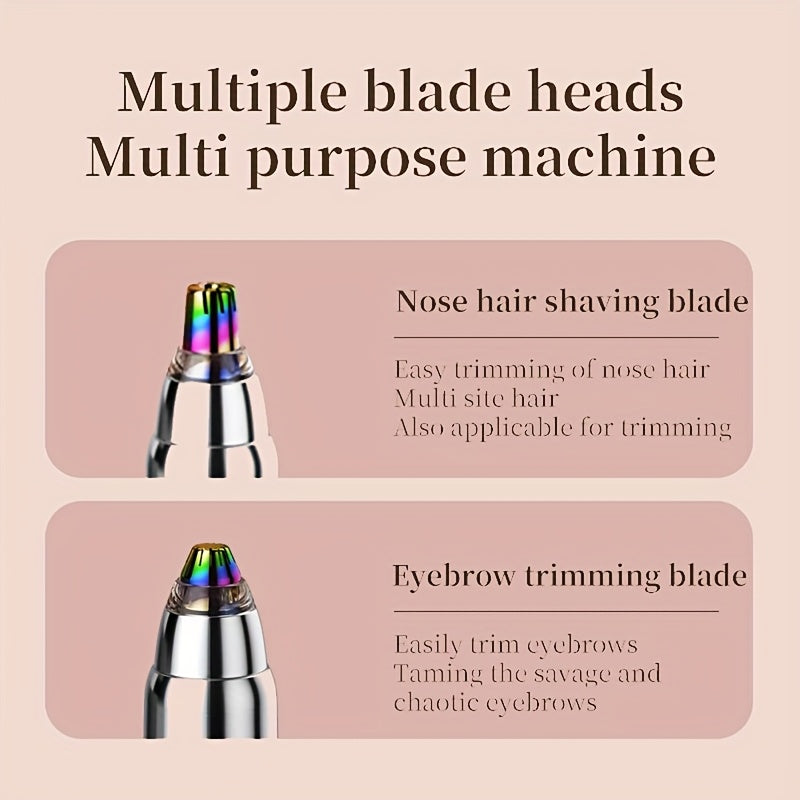 A 2-In-1 Electric Eyebrow And Nose Hair Trimmer, Rechargeable Via USB, Multifunctional Hair Removal Tool, Professional Automatic Eyebrow Pencil, Lipstick Design, a Holiday Gift for Women, Back-To-School Present.