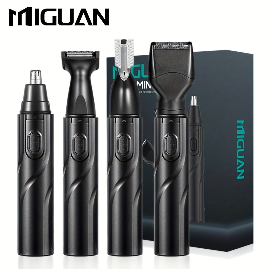 4-in-1 Professional Grooming Kit with Nose Hair Trimmer, Eyebrow Trimmer, Sideburns Trimmer and Fine Shaver, Men'S Personal Care Tools, Powered by 1 AA Battery (battery Not Included), Portable and Easy to Use, Best Gifts for Men