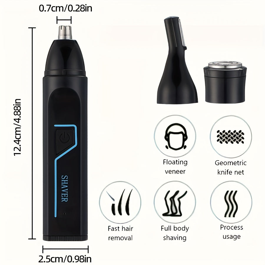 [3-in-1 Rechargeable Grooming Kit] 3-in-1 Men's Grooming Kit: Rechargeable Nose, Ear, & Beard Trimmer with Efficient USB Charging, Easy Clean