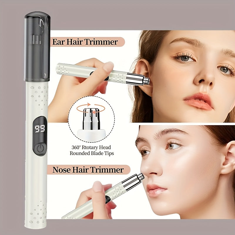 [Rechargeable Trimmer] Rechargeable Portable Electric Nose Hair Trimmer | USB, Stainless Steel Blades for Painless & No-Pull Grooming, Compact Design for Eyebrows, Ear Hair Trimming - Personal Care Grooming Tool, Nose Hair Remover, Sleek Gadget