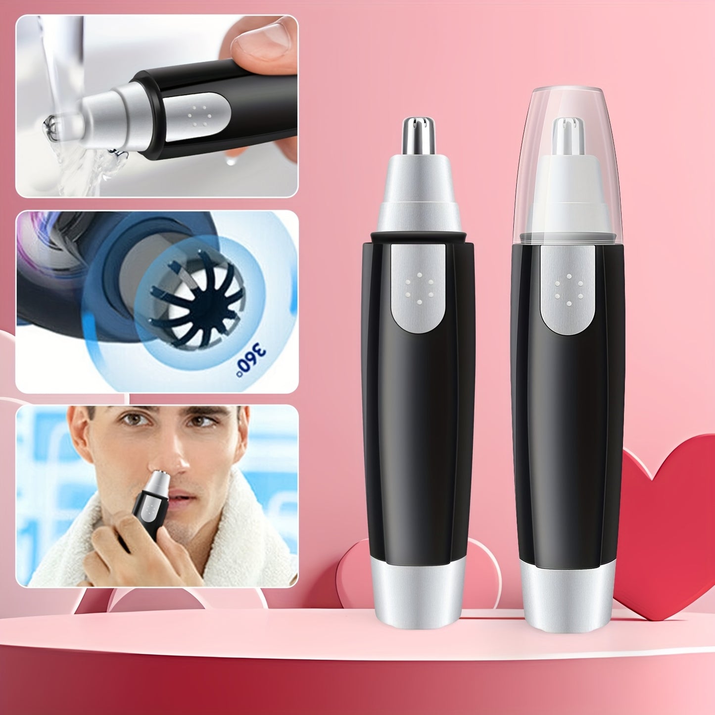 Electric Nose Hair Trimmer - Cordless Personal Grooming Tool with Sharp Blades, Compact & Portable design for Nose, Eyebrows, Upper Lip, Chin - Women'S Facial Hair Shaver (AA Battery Not Included) - Travel-Friendly Hair Removal Device, Eyebrow Shaping,