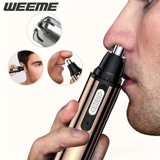 WEEME Electric Nose Hair Trimmer - USB Rechargeable, Unisex Facial & Eyebrow Shaver with Ergonomic Design, Compact & Portable for Home & Travel Use, No Battery Needed, Sleek Metallic Finish, Personal Grooming Tool, Modern Grooming Tool, Durable