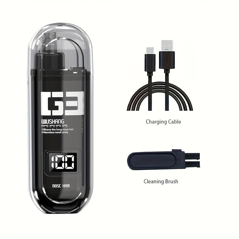 Nose Hair Trimmer, Portable Electric Nose Hair Clipper for Men and Women, Stainless Steel Blade Design, No Pulling or, Stylish Minimalist Appearance, USB Charging Port, Suitable for Nose Hair, Eyebrows, and Ear Trimming, Easy Operation, Digital Display