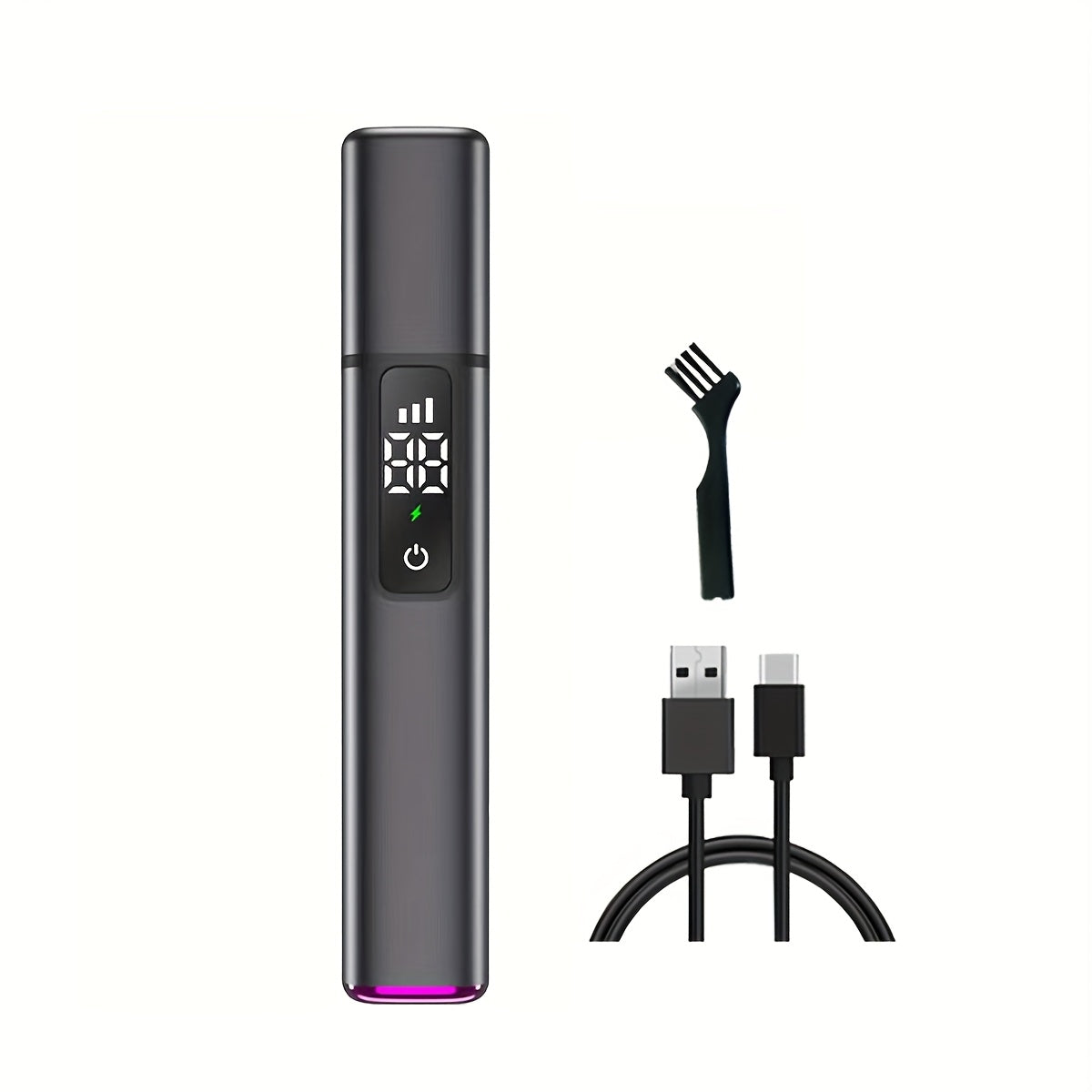 Mini Men's Electric Ear & Nose Hair Trimmer - 3-Speed Professional Grooming Tool with LED Display, USB-C Rechargeable, Compact & Portable Design, Durable Plastic Construction - Ideal Holiday Gift for Men, Barber Accessories