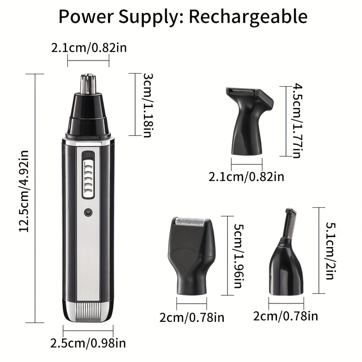 4 In 1 Rechargeable Men's Electric Nose Beard Eyebrow Trimmer Painless Women's Trimming Side Burn Eyebrow Beard Barber Razor Holiday Gift Father's Day Gift