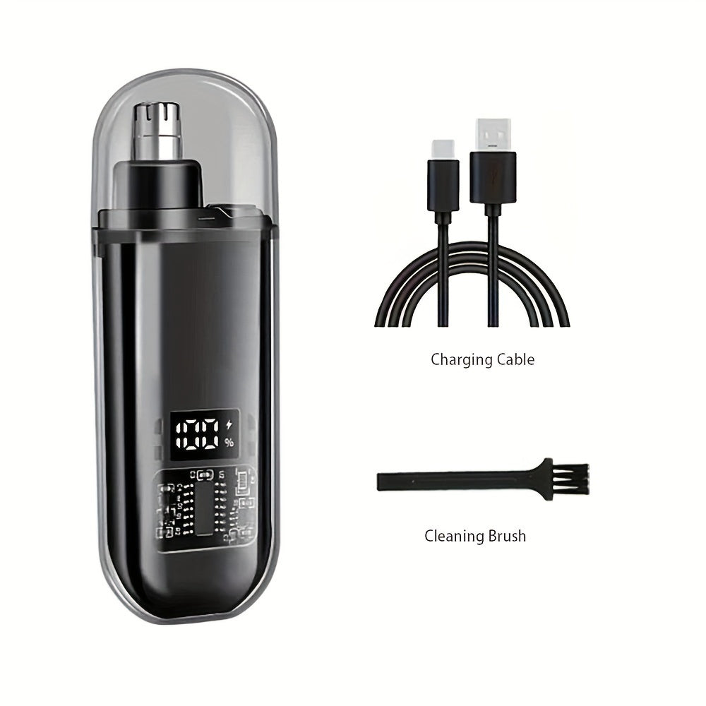 Electric nose hair and ear hair trimmer, mini portable USB rechargeable, stainless steel head, silent motor, nose hair cleaner, gifts for men and women, plastic material, 150mAh lithium battery