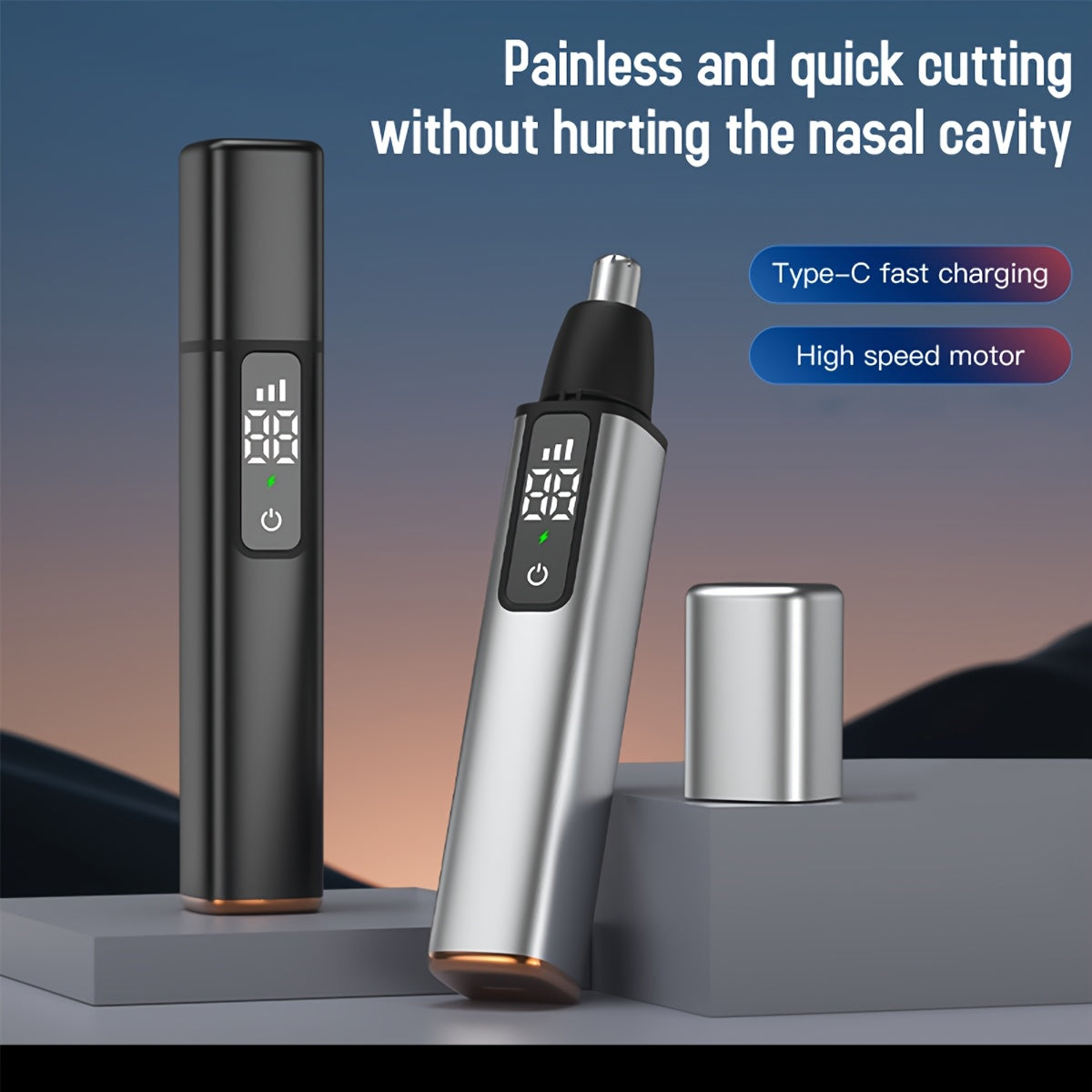 Mini Men's Electric Ear & Nose Hair Trimmer - 3-Speed Professional Grooming Tool with LED Display, USB-C Rechargeable, Compact & Portable Design, Durable Plastic Construction - Ideal Holiday Gift for Men, Barber Accessories