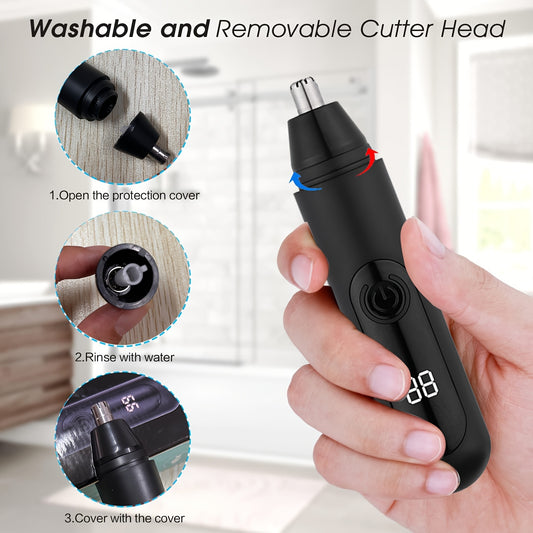 1pc Electric Nose Hair Trimmer, USB Rechargeable Ear and Nose Hair Clippers, Facial Hair Trimmer for Eyebrows and Body, Portable Design with Neck Brush, Plastic Material, 500mAh Lithium Battery