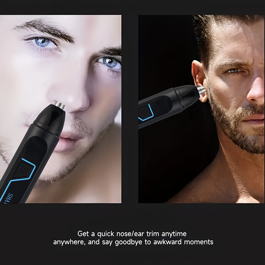 3-in-1 USB Rechargeable MIGUAN Men's Electric Grooming Kit: Nose, Ear & Brow Trimmer with Charging Cable & Cleaning Brush