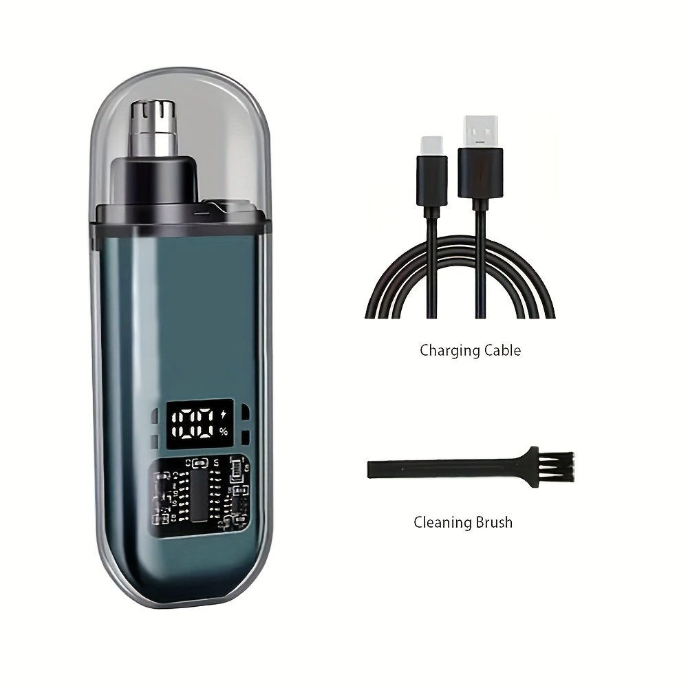 Electric nose hair and ear hair trimmer, mini portable USB rechargeable, stainless steel head, silent motor, nose hair cleaner, gifts for men and women, plastic material, 150mAh lithium battery