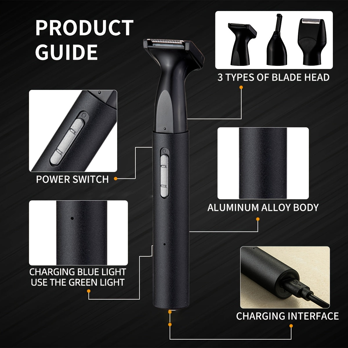 4-in-1 Multi-Function Electric Hair Remover Set - USB Rechargeable Trimmer for Face, Nose, Eyebrows, Legs & Bikini Area - Portable, Gentle, Ideal for Men & Women, Great Gift for Travel Or Everyday Grooming
