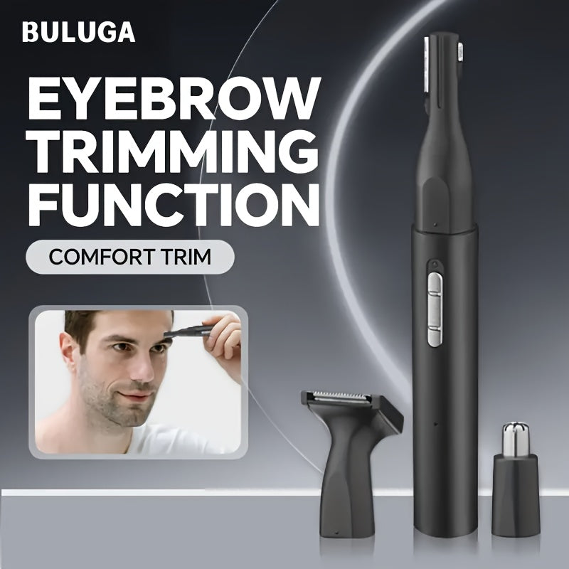 1pc Secret Dig 3-in-1 Rechargeable Metal Electric Nose & Ear Hair Trimmer with Eyebrow Groomer, USB Charging, 400mAh Lithium Battery, Multi-Functional Personal Care Kit for Men