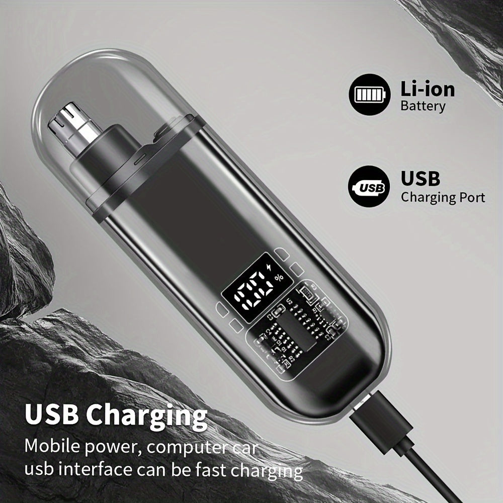 Electric nose hair and ear hair trimmer, mini portable USB rechargeable, stainless steel head, silent motor, nose hair cleaner, gifts for men and women, plastic material, 150mAh lithium battery