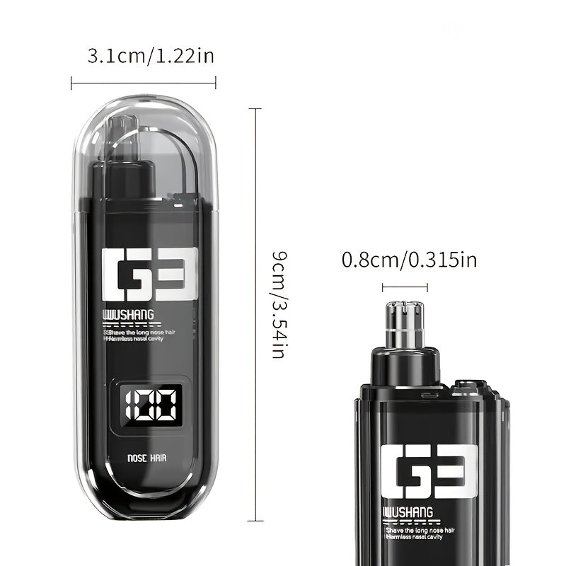 Nose Hair Trimmer, Portable Electric Nose Hair Clipper for Men and Women, Stainless Steel Blade Design, No Pulling or, Stylish Minimalist Appearance, USB Charging Port, Suitable for Nose Hair, Eyebrows, and Ear Trimming, Easy Operation, Digital Display