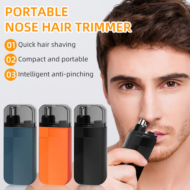 2PC Portable Nose Hair Trimmer, Rechargeable Painless, Beard and Nose Hair Trimmer for Men, Black/Blue/Orange