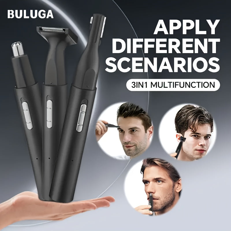 1pc Secret Dig 3-in-1 Rechargeable Metal Electric Nose & Ear Hair Trimmer with Eyebrow Groomer, USB Charging, 400mAh Lithium Battery, Multi-Functional Personal Care Kit for Men