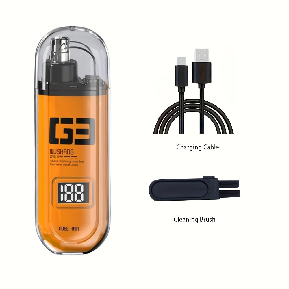 Nose Hair Trimmer, Portable Electric Nose Hair Clipper for Men and Women, Stainless Steel Blade Design, No Pulling or, Stylish Minimalist Appearance, USB Charging Port, Suitable for Nose Hair, Eyebrows, and Ear Trimming, Easy Operation, Digital Display