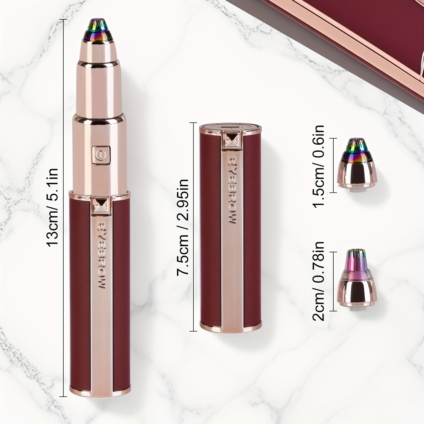 A 2-In-1 Electric Eyebrow And Nose Hair Trimmer, Rechargeable Via USB, Multifunctional Hair Removal Tool, Professional Automatic Eyebrow Pencil, Lipstick Design, a Holiday Gift for Women, Back-To-School Present.