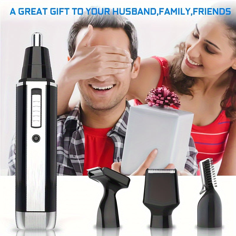 4 In 1 Rechargeable Men's Electric Nose Beard Eyebrow Trimmer Painless Women's Trimming Side Burn Eyebrow Beard Barber Razor Holiday Gift Father's Day Gift