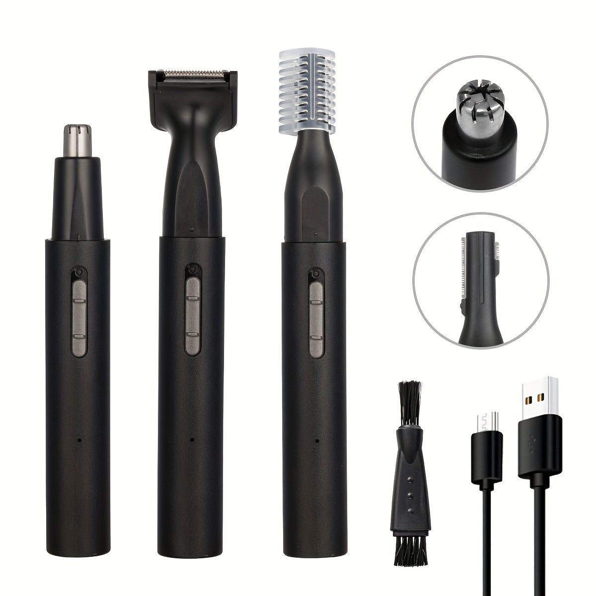1pc Secret Dig 3-in-1 Rechargeable Metal Electric Nose & Ear Hair Trimmer with Eyebrow Groomer, USB Charging, 400mAh Lithium Battery, Multi-Functional Personal Care Kit for Men