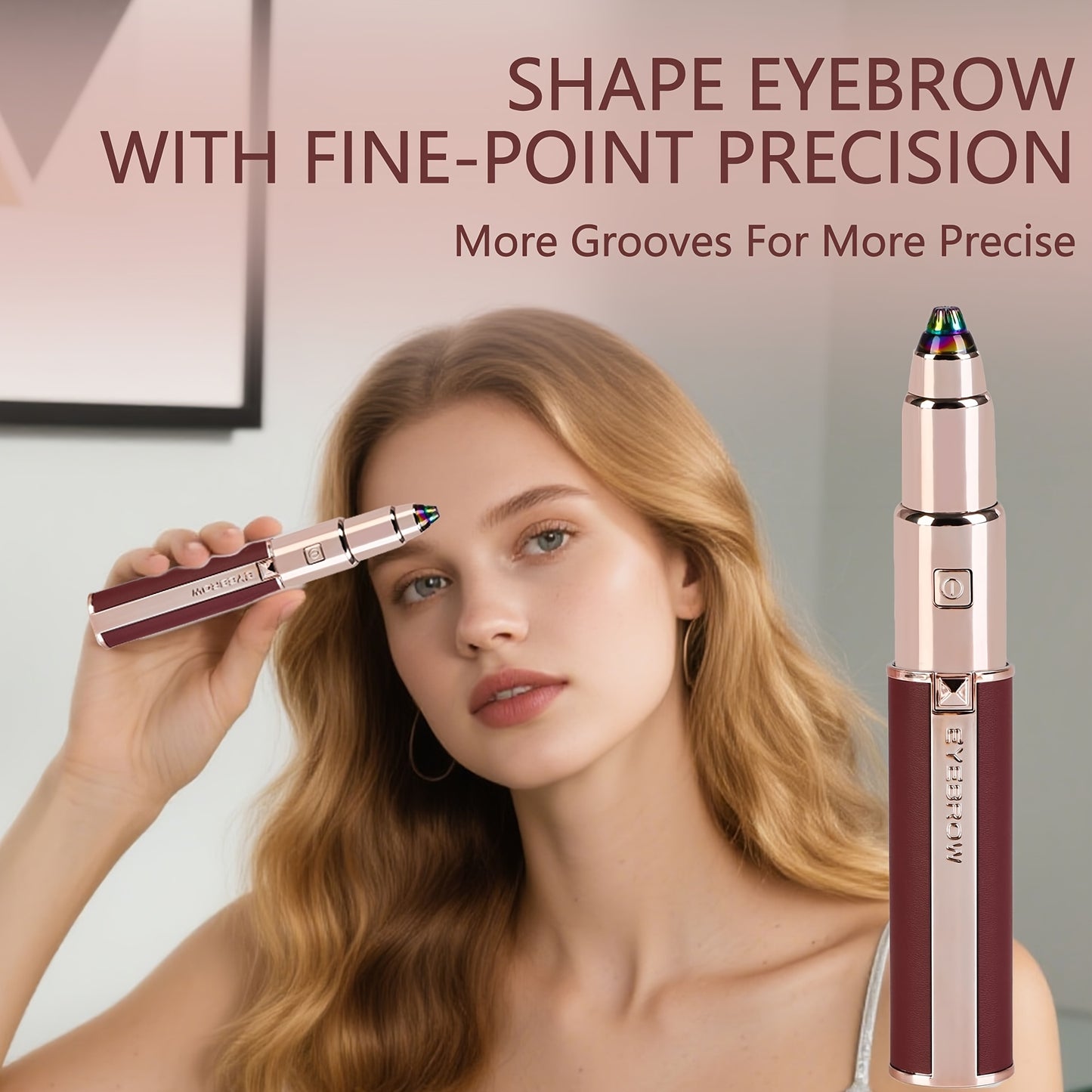 A 2-In-1 Electric Eyebrow And Nose Hair Trimmer, Rechargeable Via USB, Multifunctional Hair Removal Tool, Professional Automatic Eyebrow Pencil, Lipstick Design, a Holiday Gift for Women, Back-To-School Present.