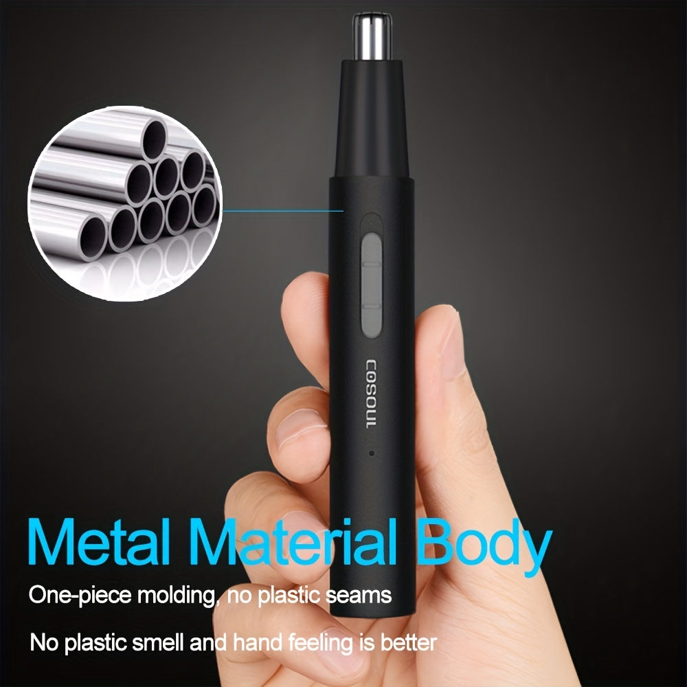 Precision Rechargeable Nose & Ear Hair Trimmer - Advanced Metal Alloy Shaver with Sharp Precision Blades for Easy Hair Removal and Long-Lasting Battery Life - Gentle on Skin and Easy to Clean