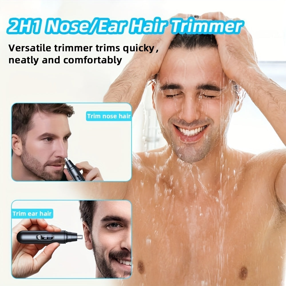 Black Digital Display Model, Black Non-digital Display Model - Battery, Precision Stainless Steel Double-edge Blade, 360° Painless Trimming,, Easy to Clean, Full-body Water Wash Design, Fashionable And Simple, Personal Care Grooming Tool