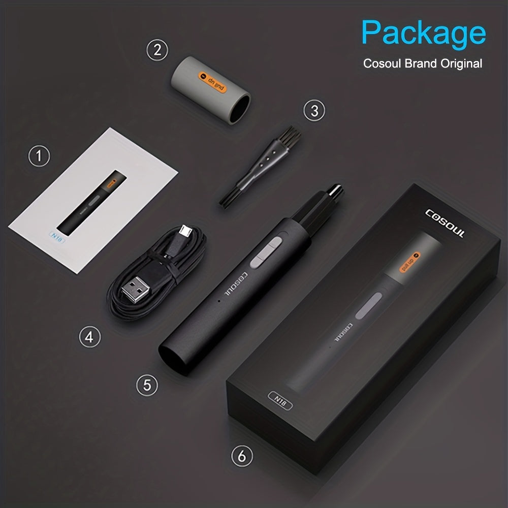 Precision Rechargeable Nose & Ear Hair Trimmer - Advanced Metal Alloy Shaver with Sharp Precision Blades for Easy Hair Removal and Long-Lasting Battery Life - Gentle on Skin and Easy to Clean