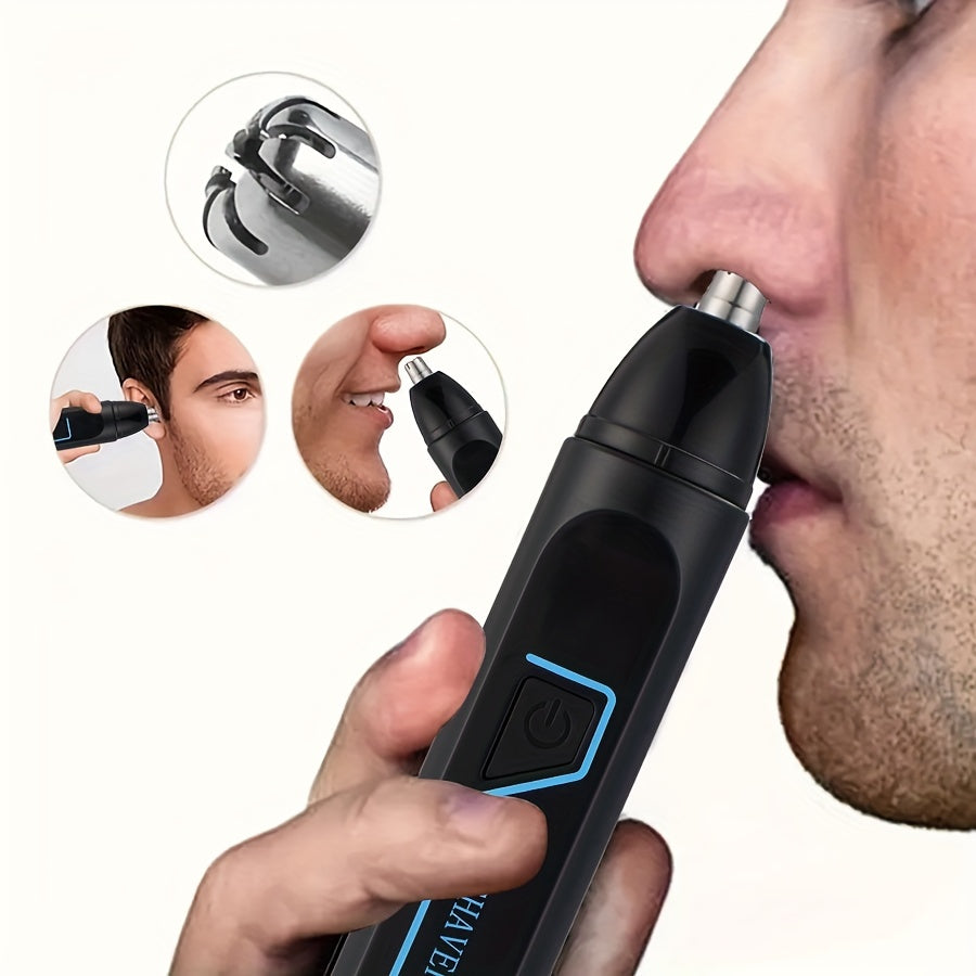 3-in-1 USB Rechargeable MIGUAN Men's Electric Grooming Kit: Nose, Ear & Brow Trimmer with Charging Cable & Cleaning Brush