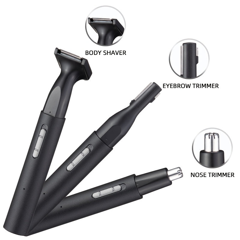 4-in-1 Multi-Function Electric Hair Remover Set - USB Rechargeable Trimmer for Face, Nose, Eyebrows, Legs & Bikini Area - Portable, Gentle, Ideal for Men & Women, Great Gift for Travel Or Everyday Grooming