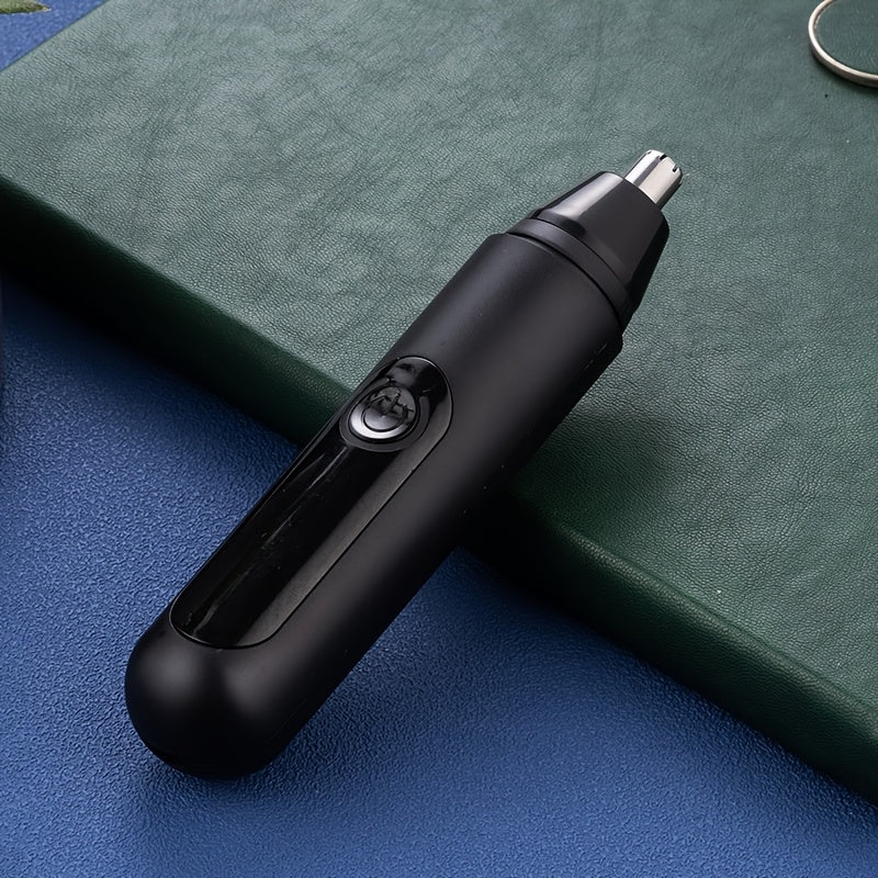 1pc Electric Nose Hair Trimmer, USB Rechargeable Ear and Nose Hair Clippers, Facial Hair Trimmer for Eyebrows and Body, Portable Design with Neck Brush, Plastic Material, 500mAh Lithium Battery