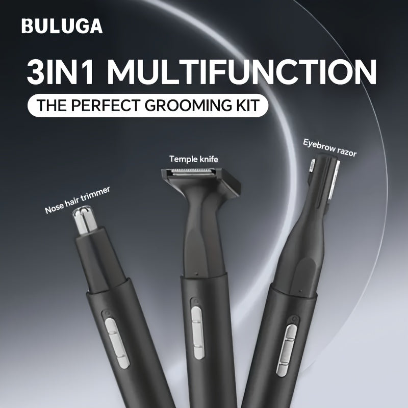 1pc Secret Dig 3-in-1 Rechargeable Metal Electric Nose & Ear Hair Trimmer with Eyebrow Groomer, USB Charging, 400mAh Lithium Battery, Multi-Functional Personal Care Kit for Men