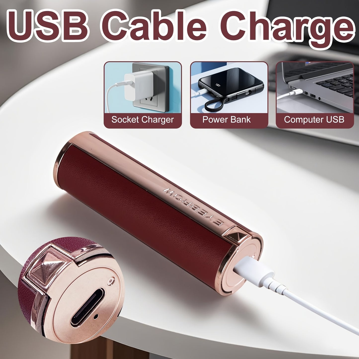 A 2-In-1 Electric Eyebrow And Nose Hair Trimmer, Rechargeable Via USB, Multifunctional Hair Removal Tool, Professional Automatic Eyebrow Pencil, Lipstick Design, a Holiday Gift for Women, Back-To-School Present.