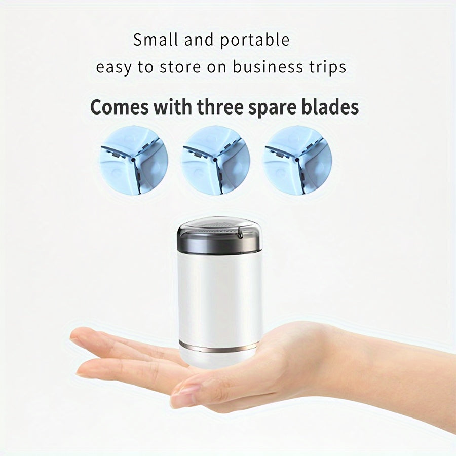 Wavslee Portable Mini Shaver for Men - USB Rechargeable, Compact Beard Trimmer with 60+ Min Runtime, Titanium Alloy Blades, Water-Washable Heads, Ideal for Travel & Car Use - Includes 3 Extra Blades, Mini Portable Shaver