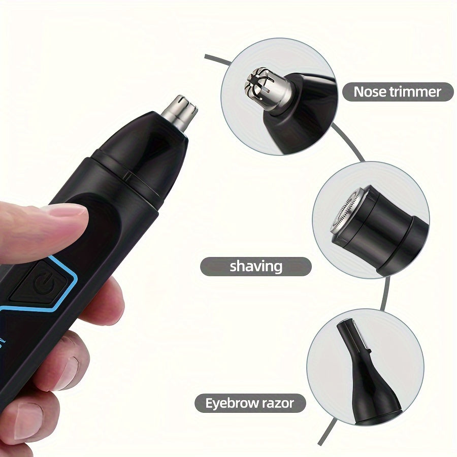 [3-in-1 Rechargeable Grooming Kit] 3-in-1 Men's Grooming Kit: Rechargeable Nose, Ear, & Beard Trimmer with Efficient USB Charging, Easy Clean